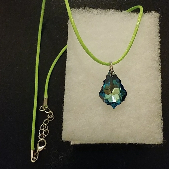 Marine Blue Crystal Pear Necklace - Picture 4 of 8